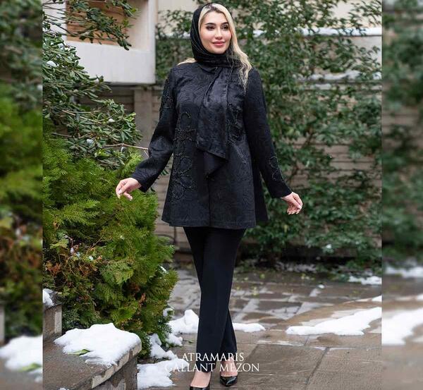 عکس مدل مانتو جدید مشکی کوتاه