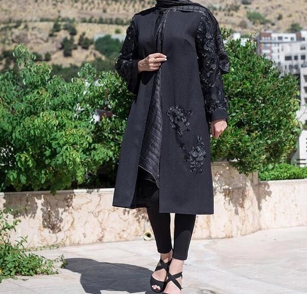عکس مدل مانتو جدید مشکی ساده و شیک