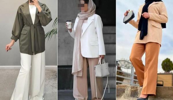 عکس شلوار دمپا گشاد با مانتو جلو باز