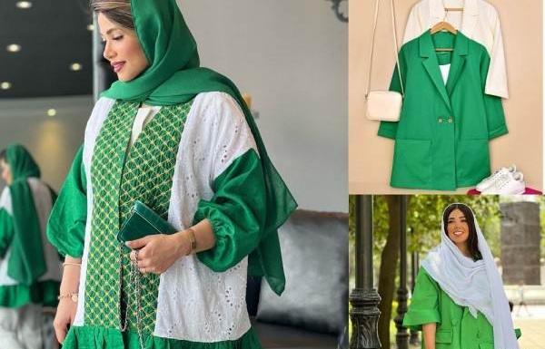 عکس مدل مانتو سبز یشمی شیک جدید