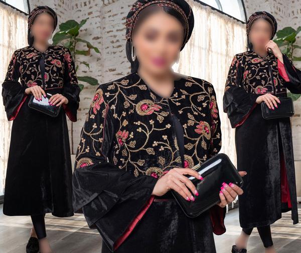 عکس مدل جدید مانتو مخمل مجلسی