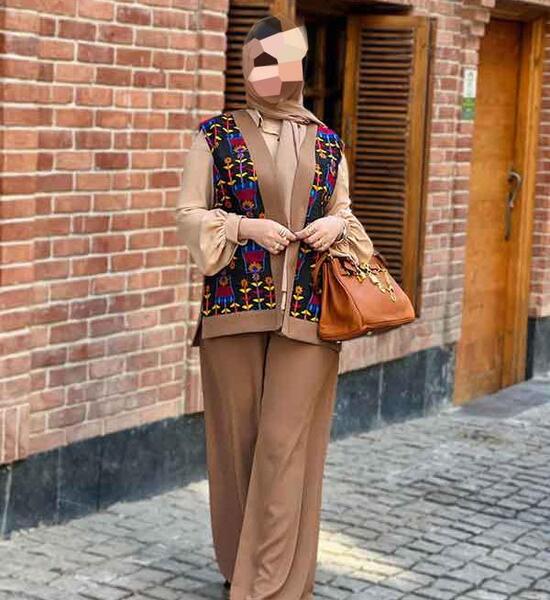عکس مدل مانتو کرم قهوه ای جدید