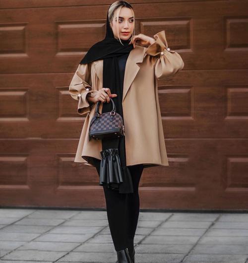 عکس مدل مانتو کرم قهوه ای جدید