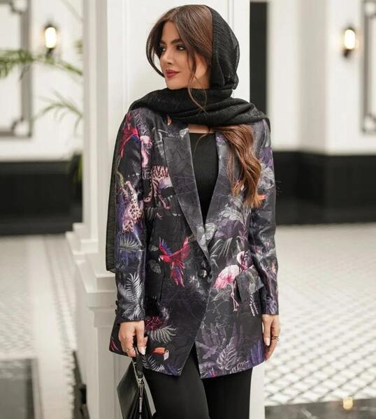 عکس مدل مانتو جدید ساتن طرح دار