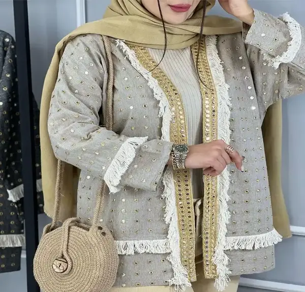 عکس مدل مانتو طوسی جدید مجلسی