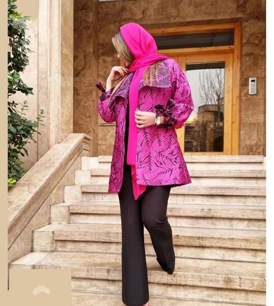 عکس مدل مانتو ژاکارد صورتی جدید