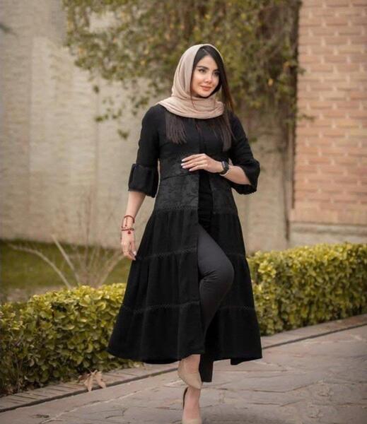 عکس مدل مانتو جدید ژاکارد مشکی