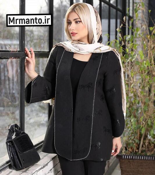 عکس مدل مانتو جدید با پارچه ژاکارد مشکی