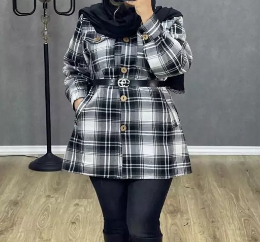 عکس مدل مانتو چهارخونه جدید کوتاه