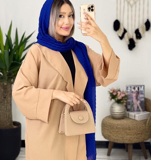 عکس مدل مانتو حریر جلو باز جدید کوتاه