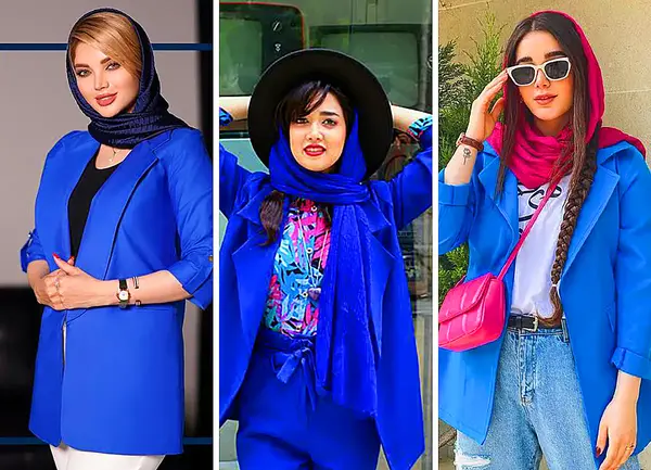 عکس مدل مانتو آبی نفتی جدید