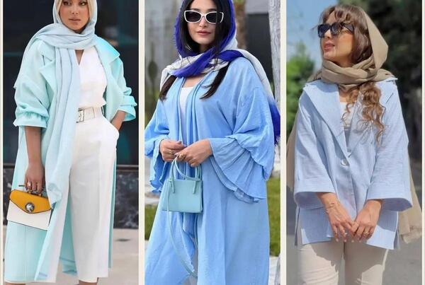 عکس مدل مانتو آبی نفتی جدید