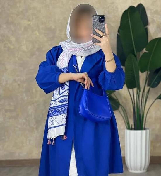 عکس مدل مانتو آبی نفتی جدید