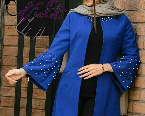 عکس مدل مانتو آبی نفتی جدید