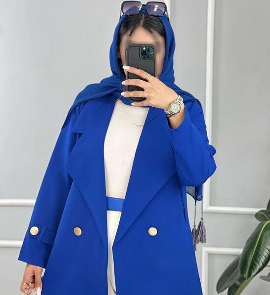 عکس مدل مانتو جدید به رنگ آبی کاربنی