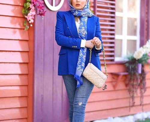 عکس مدل مانتو جدید به رنگ آبی کاربنی