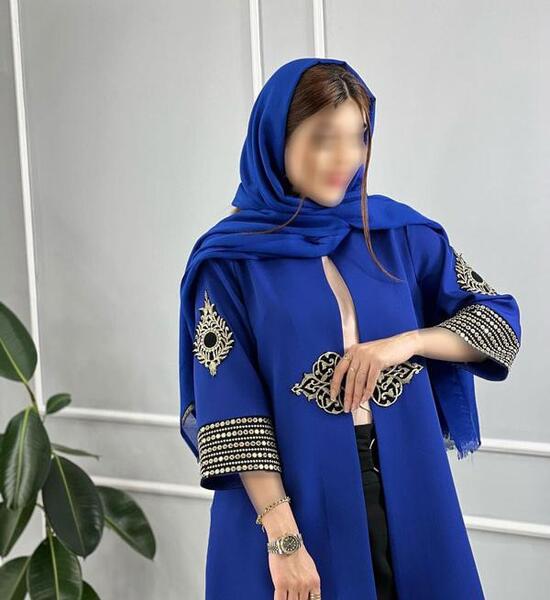 عکس مدل مانتو جدید به رنگ آبی کاربنی