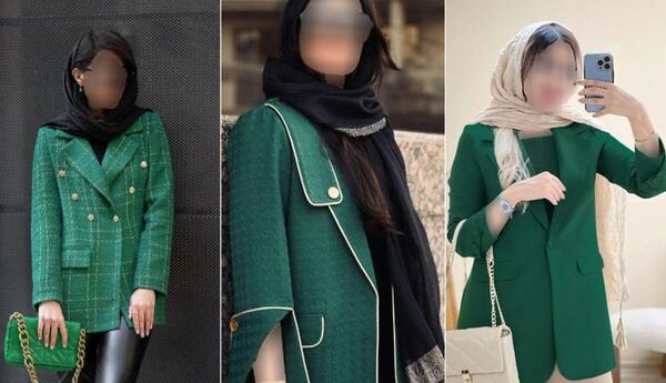 عکس مانتو رنگ سبز یشمی