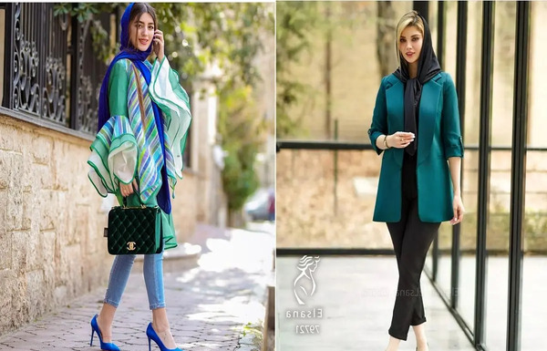 عکس مانتو رنگ سبز یشمی