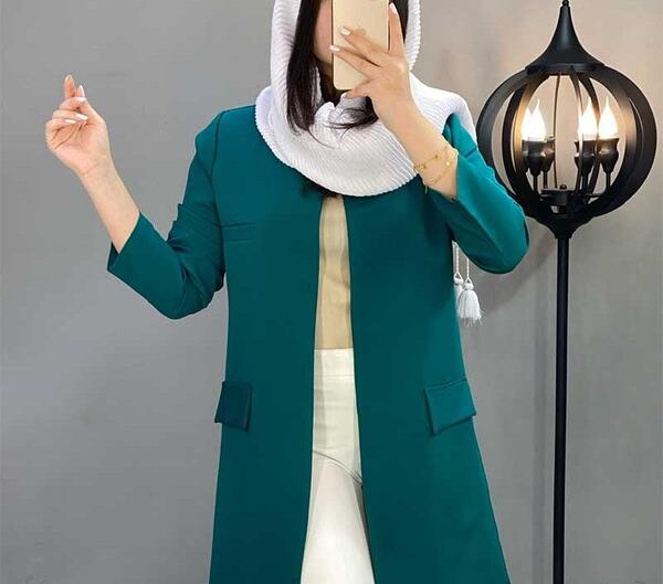 عکس مانتو رنگ سبز یشمی