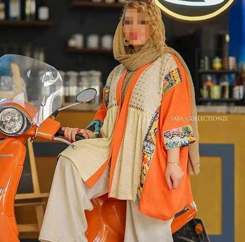 عکس مانتو نارنجی کوتاه