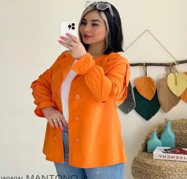 عکس مانتو نارنجی کوتاه
