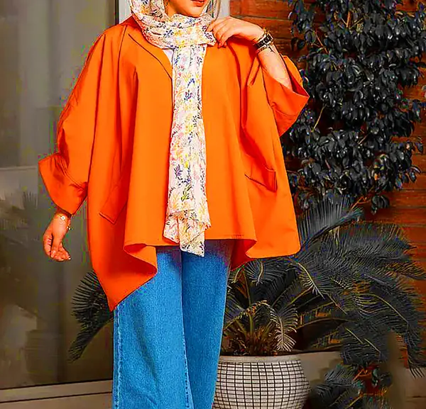 عکس مانتو نارنجی کوتاه