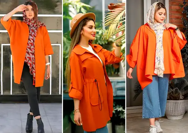 عکس دختر با مانتو نارنجی
