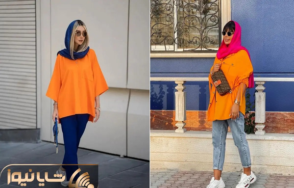 عکس دختر با مانتو نارنجی