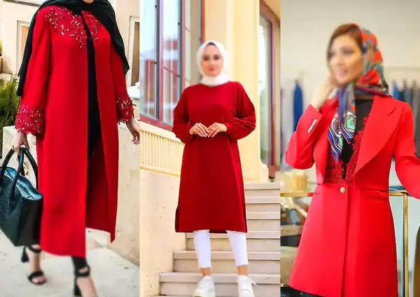 عکس مانتو شلوار قرمز