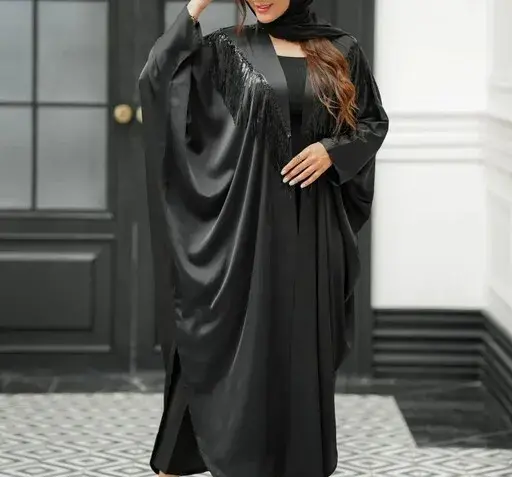 عکس مانتو عبایی مشکی دخترانه