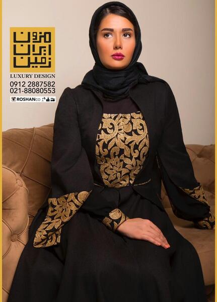 عکس مانتو مشکی طلایی