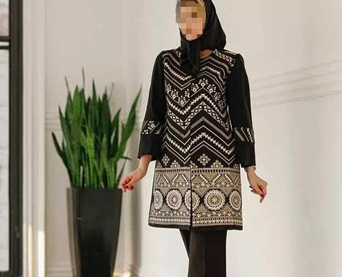عکس مانتو مشکی طلایی
