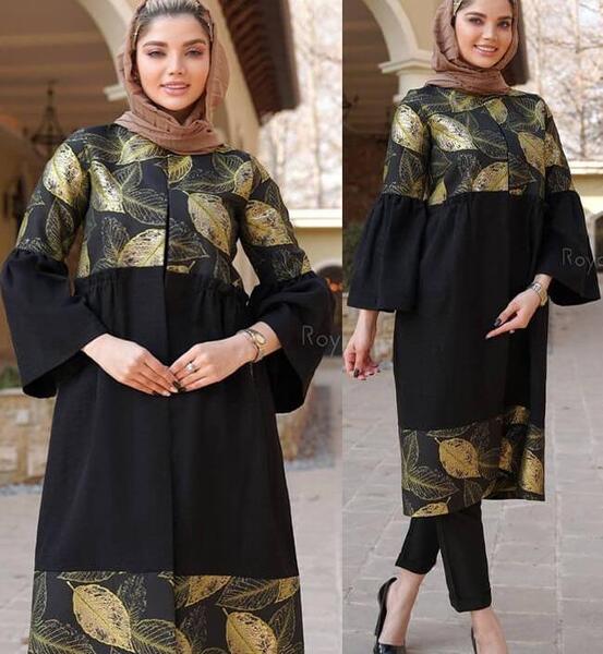 عکس مانتو مشکی طلایی