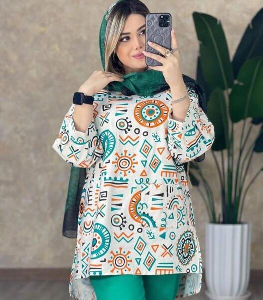 عکس مانتو با پارچه لنین طرح دار