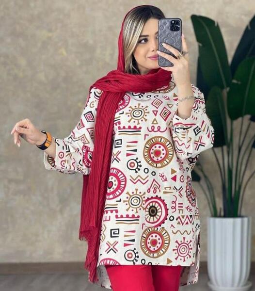 عکس مانتو با پارچه لنین طرح دار