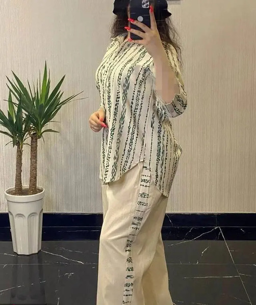 عکس مانتو با پارچه لنین طرح دار