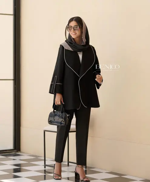 عکس مانتو شلوار ست مشکی