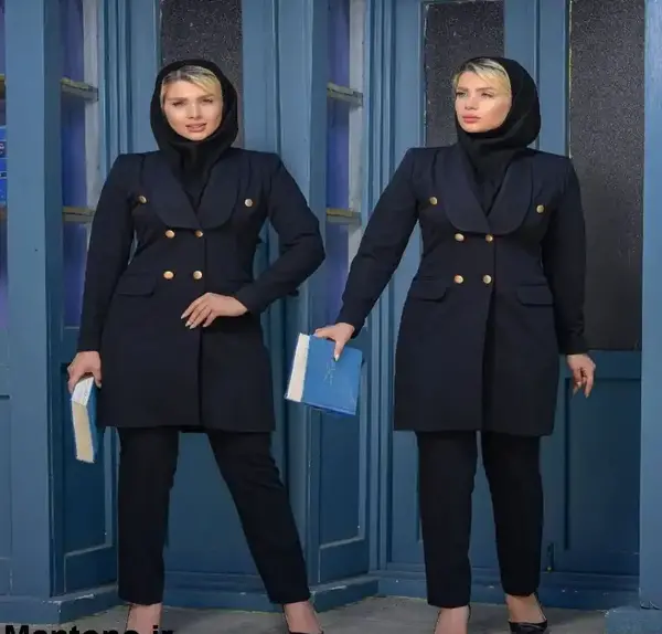 عکس مانتو شلوار اداری سرمه ای