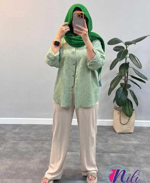 عکس مانتو سبز پاستیلی