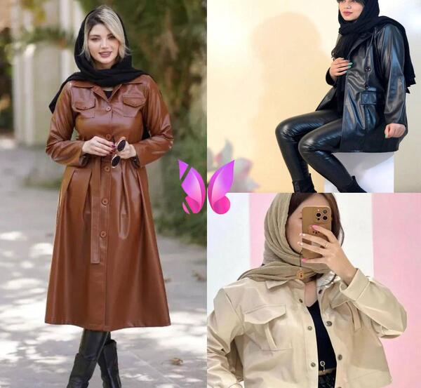 عکس مانتو چرم کوتاه