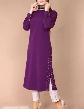 عکس مانتو جدید بلند چاک دار