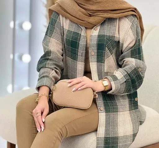 عکس مانتو چهارخونه پاییزی