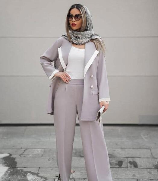 عکس مانتو شلوار طوسی