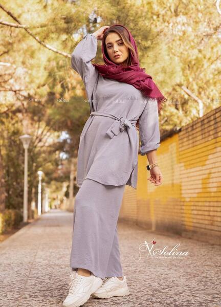 عکس مانتو شلوار طوسی