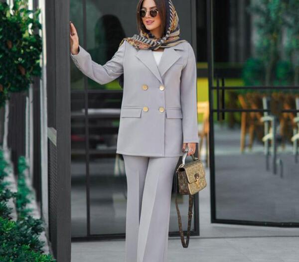 عکس مانتو شلوار طوسی