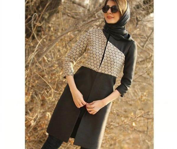 عکس مانتو ترکیبی دو رنگ