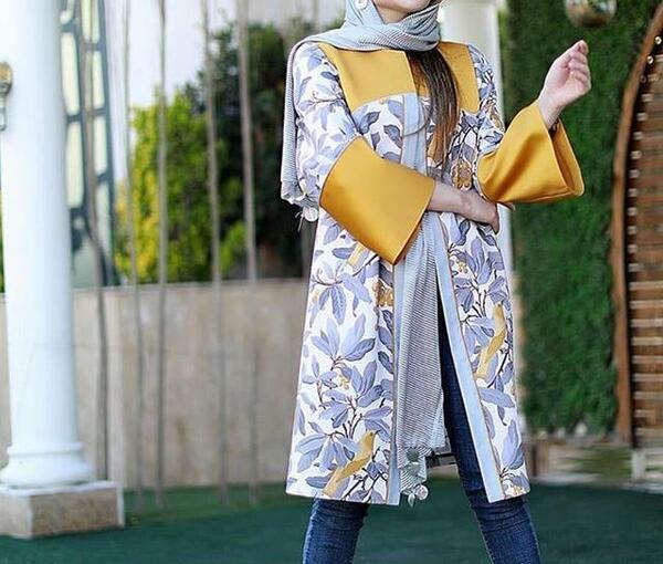 عکس مانتو ترکیبی دو رنگ