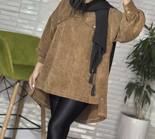 عکس مانتو پاییزه با پارچه کبریتی