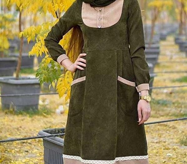 عکس مانتو پاییزه با پارچه کبریتی